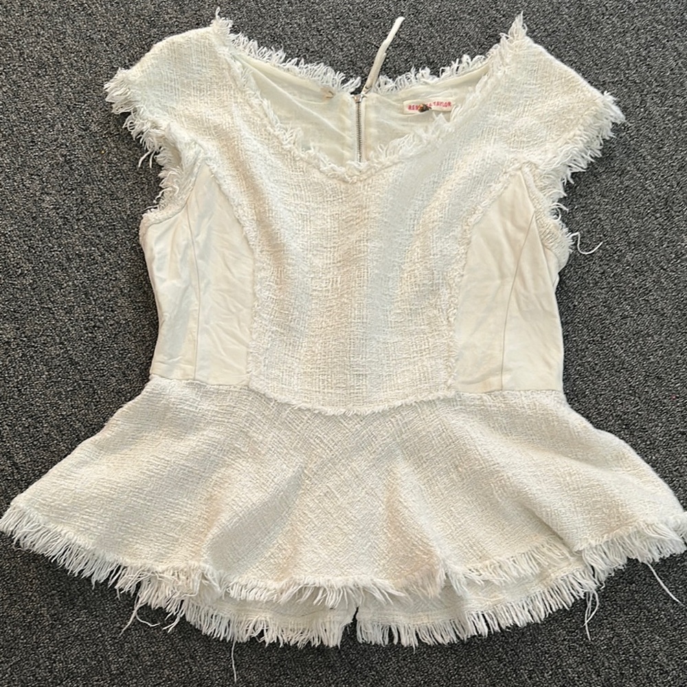 Rebecca Taylor Cream Ruffled Peplum Blouse